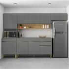 Cozinha Completa Line 9 Portas 1 Gaveta Gris/freijo - Kits Pa