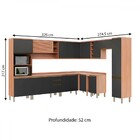 Cozinha Completa Macadamia 18 Portas 3 Gavetas Freijó/grafite