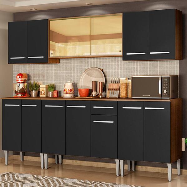 Cozinha Completa Madesa Emilly Fire Com Balcão E Armário Aére