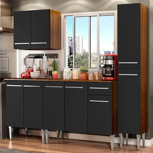 Cozinha Completa Madesa Emilly Sing Com Armário, Balcão E Pan