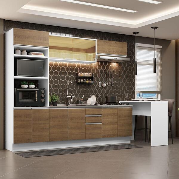 Cozinha Completa Madesa Glamy 315001 Com Armário, Balcão E Ba