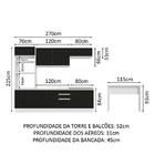 Cozinha Completa Madesa Glamy 315002 Com Armário, Balcão E Ba