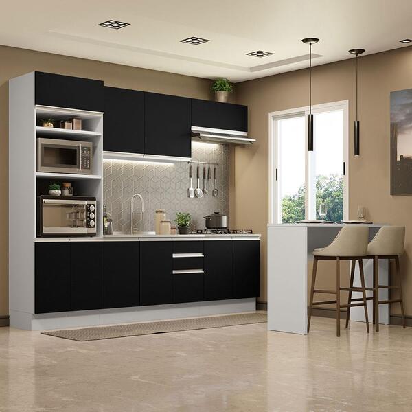 Cozinha Completa Madesa Glamy 315002 Com Armário, Balcão E Ba