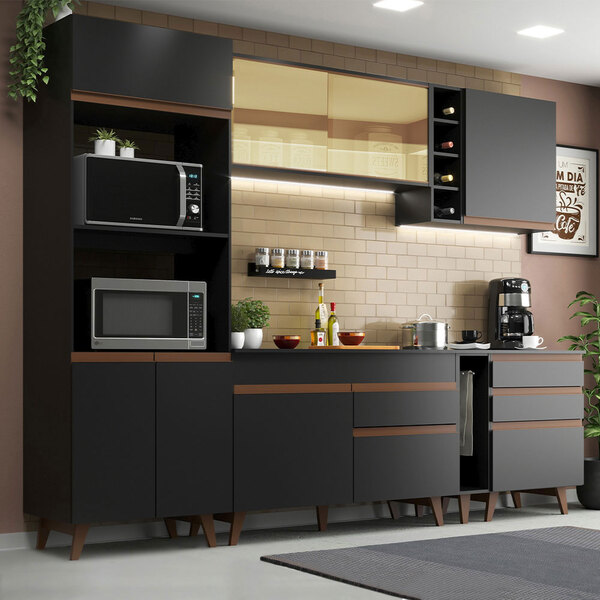 Cozinha Completa Madesa Reims 270001 Com Armário E Balcão - P