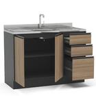 Cozinha Completa Mali 4 Peças 1 Balcão E 3 Aéreos Preto E Cas