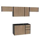 Cozinha Completa Mali 4 Peças 1 Balcão E 3 Aéreos Preto E Cas