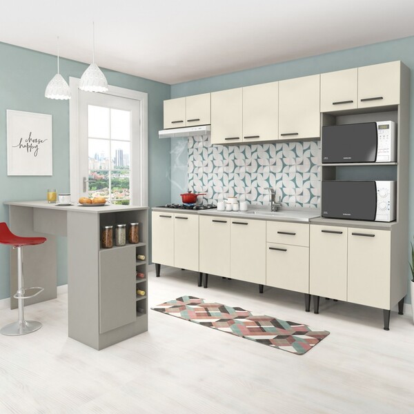 Cozinha Completa Max 15 Portas 1 Gaveta Cinza/champagne - Fel