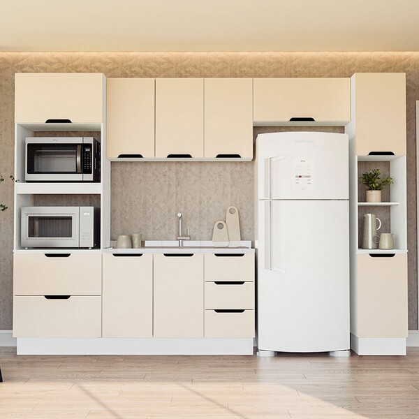 Cozinha Completa Meena 10 Portas 4 Gavetas 40250062 Branco/cr