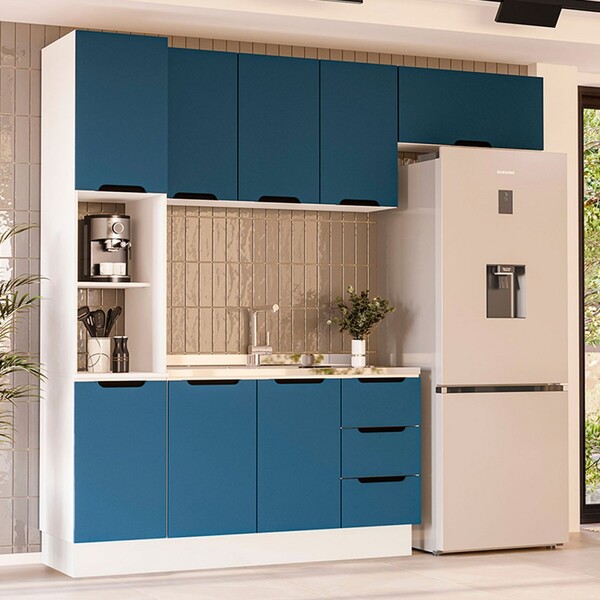 Cozinha Completa Meena 8 Portas 3 Gavetas 40250060 Branco/azu