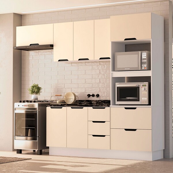 Cozinha Completa Meena 8 Portas 4 Gavetas 40250058 Branco/cre