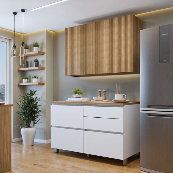 Cozinha Completa Modulada 2 Peças 3 Portas 4 Gavetas Norten B