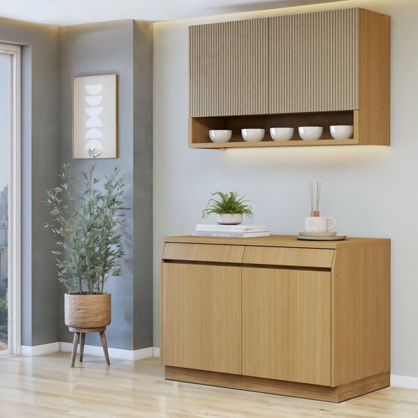 Cozinha Completa Modulada 2 Peças 4 Portas 2 Gavetas Com Roda