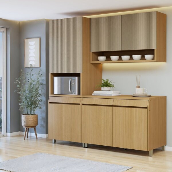 Cozinha Completa Modulada 3 Peças 8 Portas 2 Gavetas 100% Mdf