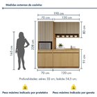 Cozinha Completa Modulada 3 Peças 8 Portas 2 Gavetas Com Roda