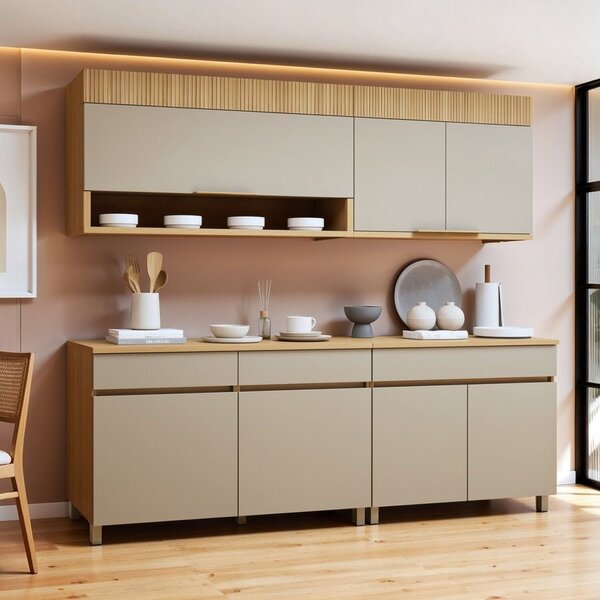 Cozinha Completa Modulada 4 Peças 7 Portas 3 Gavetas 100% Mdf