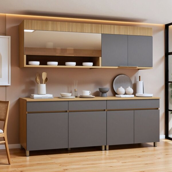 Cozinha Completa Modulada 4 Peças 7 Portas 3 Gavetas 100% Mdf