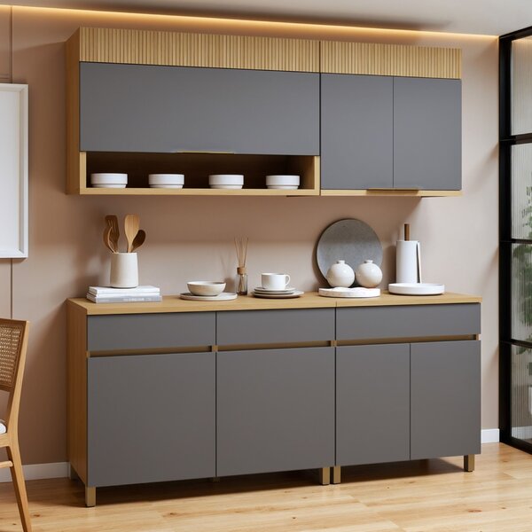 Cozinha Completa Modulada 4 Peças 7 Portas 3 Gavetas 100% Mdf