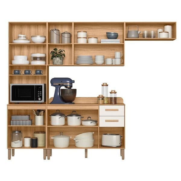 Cozinha Completa Modulada 4 Peças 8 Portas 2 Gavetas Maria Flor