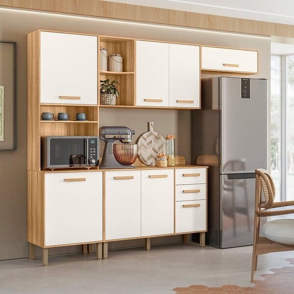 Cozinha Completa Modulada 4 Peças 8 Portas 2 Gavetas Maria Flor