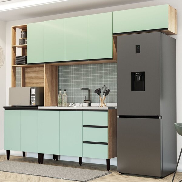 Cozinha Completa Modulada 4 Peças 9 Portas 3 Gavetas 2 Nichos