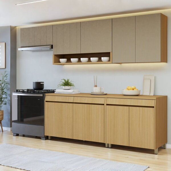 Cozinha Completa Modulada 5 Peças 9 Portas 3 Gavetas 100% Mdf