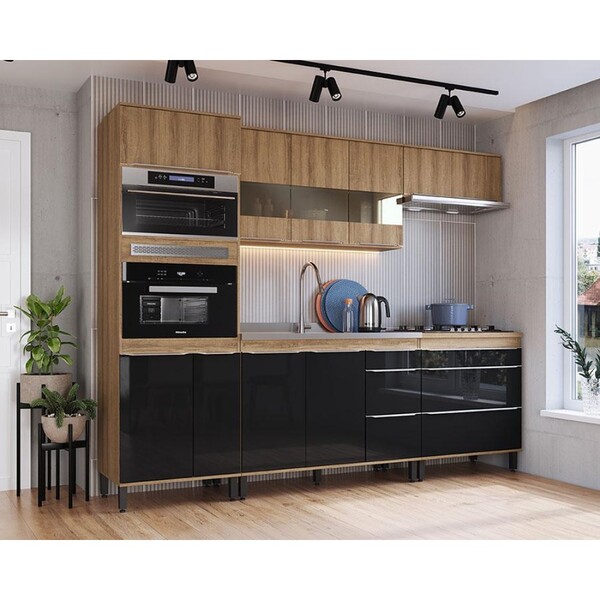 Cozinha Completa Modulada 5 Peças Mel Preto Paloma Megasul