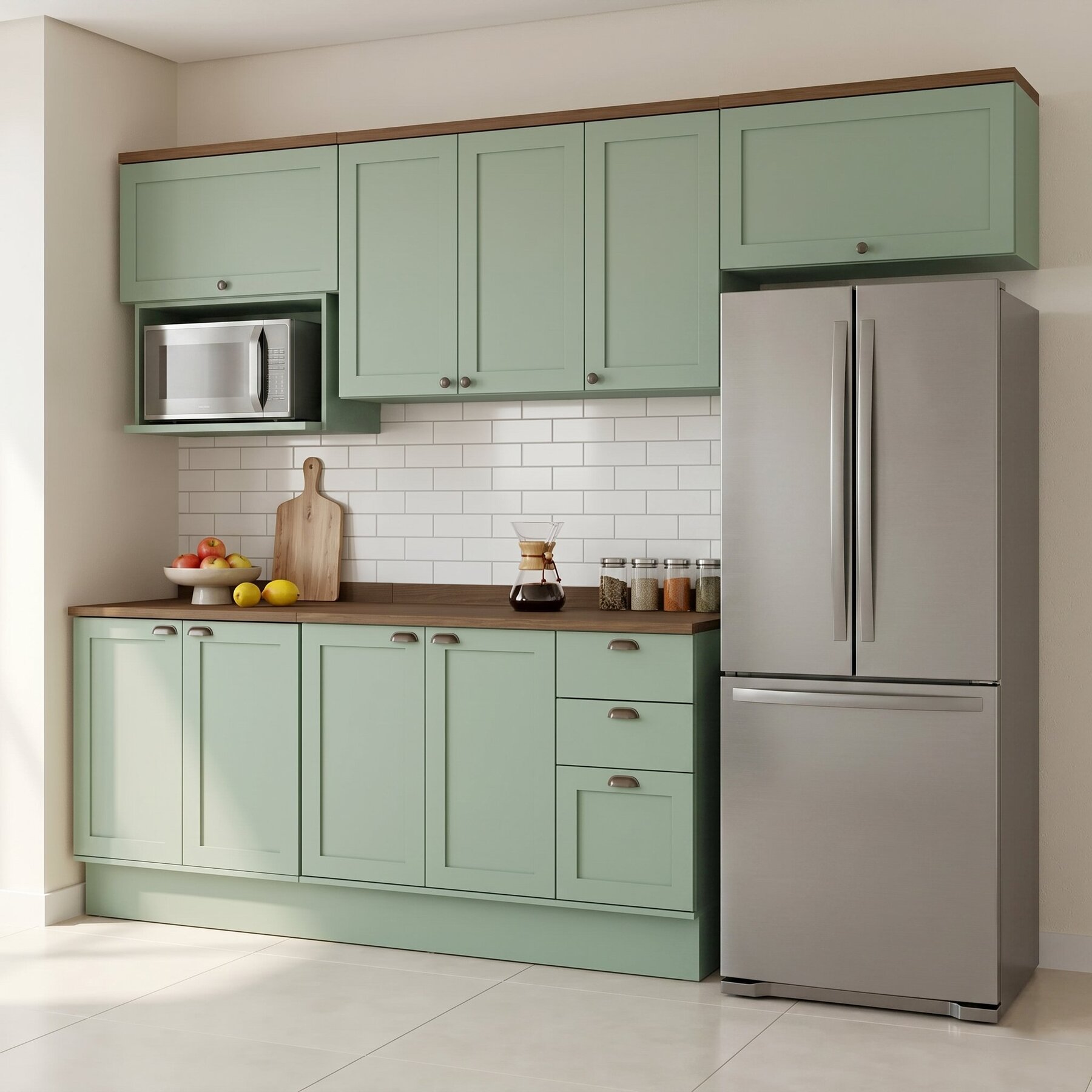 Cozinha Completa Modulada 6 Peças 100% Mdf 3 Armários Aéreos