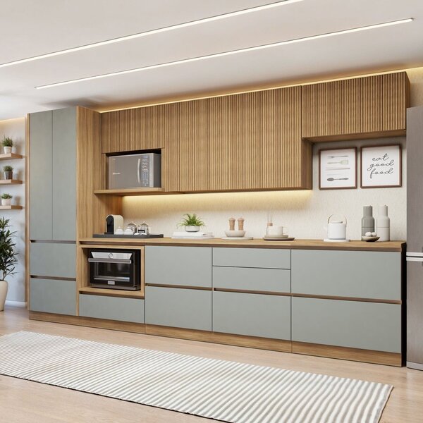 Cozinha Completa Modulada 7 Peças 9 Portas 7 Gavetas Com Roda