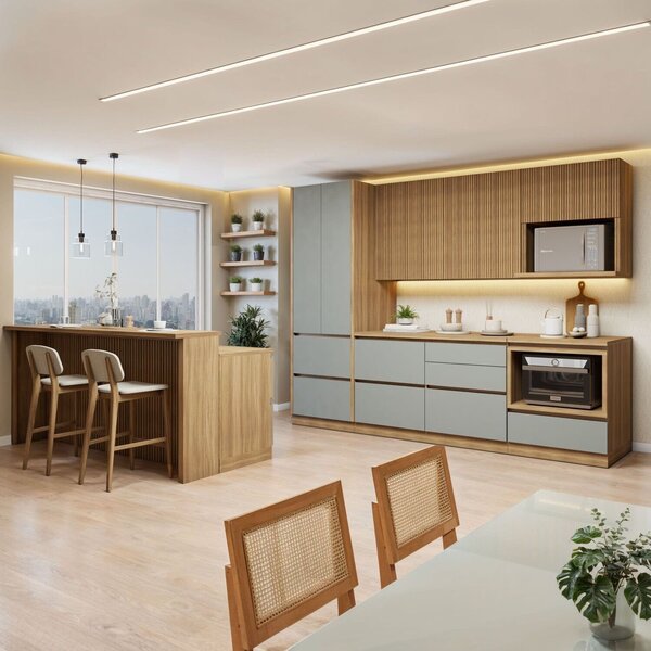 Cozinha Completa Modulada 8 Peças 10 Portas 10 Gavetas Com Ro