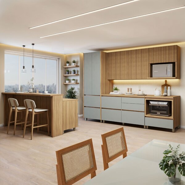 Cozinha Completa Modulada 8 Peças 10 Portas 10 Gavetas Norten