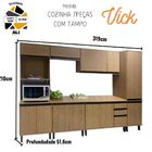 Cozinha Completa Modulada  Vick 7 Peças Com Tampo  Nogal/nogal