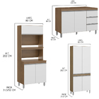 Cozinha Completa Modulada Moderna Branca Sabrina 7 Pçs Em Mdp