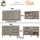 Cozinha Completa Modulada Vick 5 Peças Com Tampo 11 Portas E