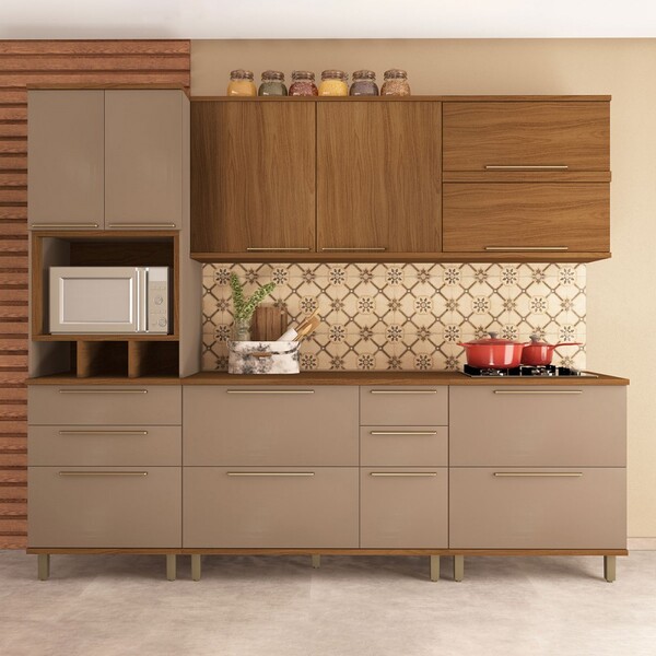 Cozinha Completa Munique 10 Portas 6 Gavetas Freijo/camurça -