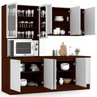 Cozinha Completa Napoles 9 Portas 2 Gavetas Com Vidro Nogueir