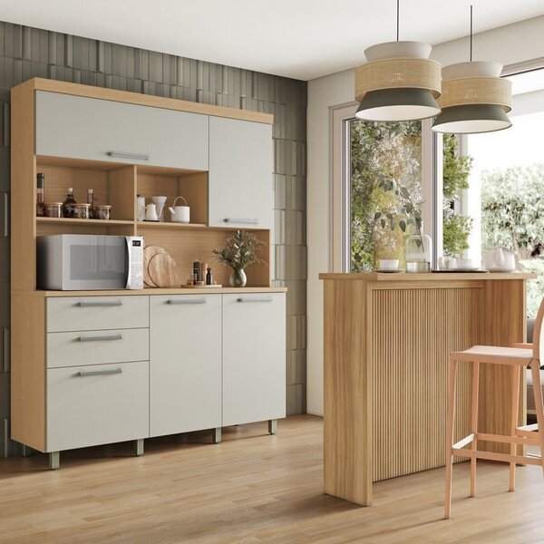 Cozinha Completa Nobreza 2 Peças 5 Portas 2 Gavetas Carvalho/