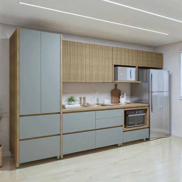 Cozinha Completa Nuestra Cosas 7 Portas 7 Gavetas Ripado 100%