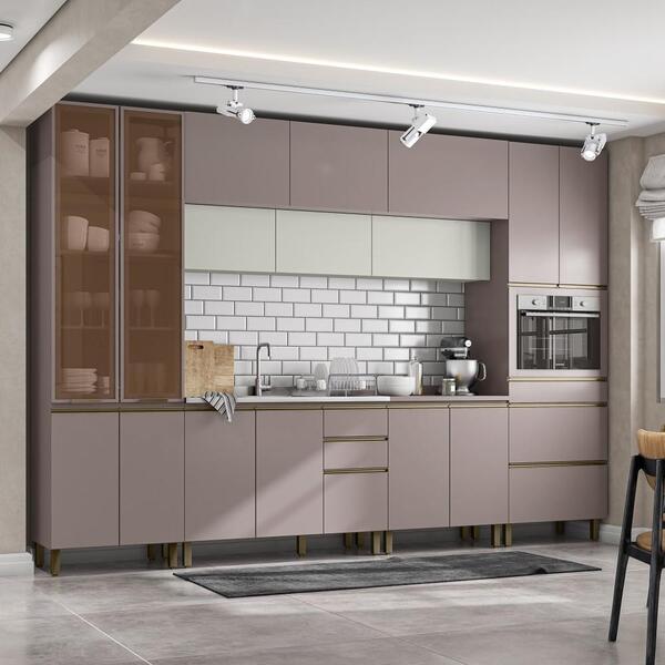 Cozinha Completa Planejada 1 Cristaleira 1 Paneleiro 2 Balcõe