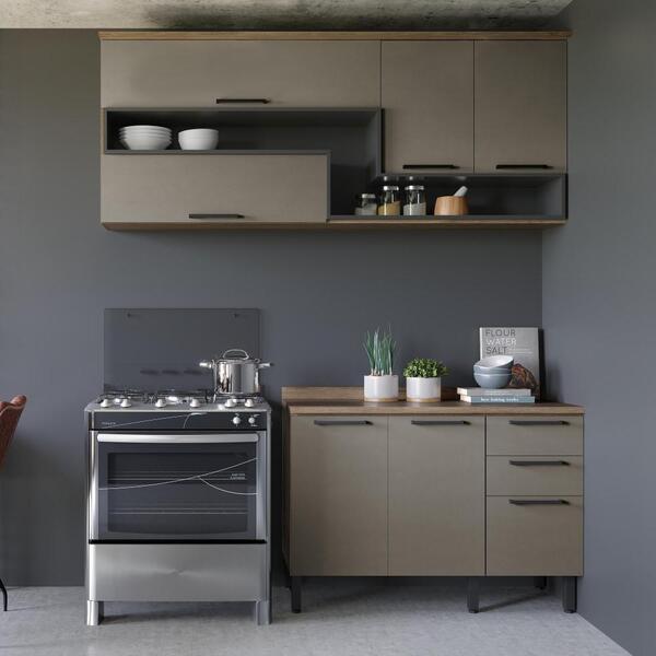 Cozinha Completa Planejada Compacta 2 Peças 6 Portas 3 Gaveta