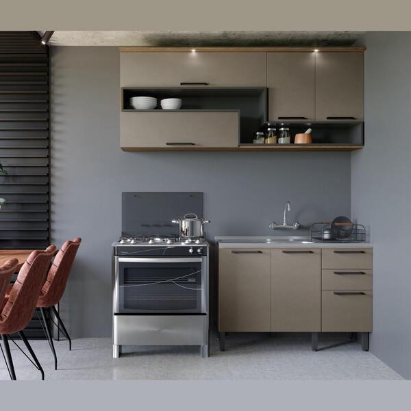 Cozinha Completa Planejada Compacta Iluminação 2 Peças 6 Port