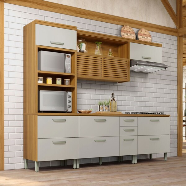 Cozinha Completa Princesa 6 Portas 6 Gavetas Ripado 100% Mdf