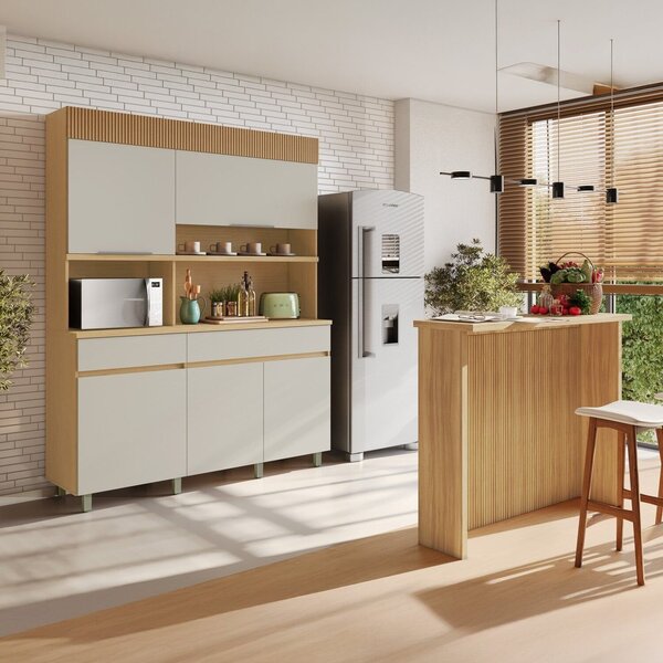 Cozinha Completa Realeza 2 Peças 5 Portas 2 Gavetas Carvalho/