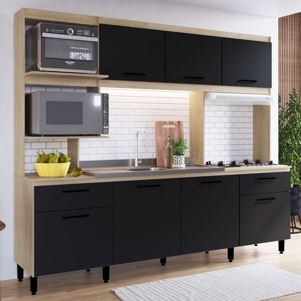 Cozinha Completa Renata 7 Portas 2 Gavetas Patina/preto Re240