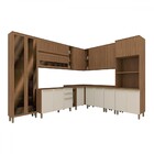 Cozinha Completa Requinte 19 Portas 2 Gavetas Ripado Com Vidr