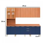 Cozinha Completa Sálvia 13 Portas 3 Gavetas Com Vidro Freijó/