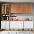 Cozinha Completa Sálvia 13 Portas 3 Gavetas Com Vidro Freijó/