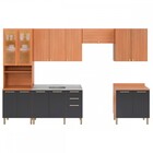 Cozinha Completa Sálvia 14 Portas 3 Gavetas Com Vidro Freijó/