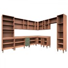 Cozinha Completa Sálvia 20 Portas 3 Gavetas Com Vidro Freijó/