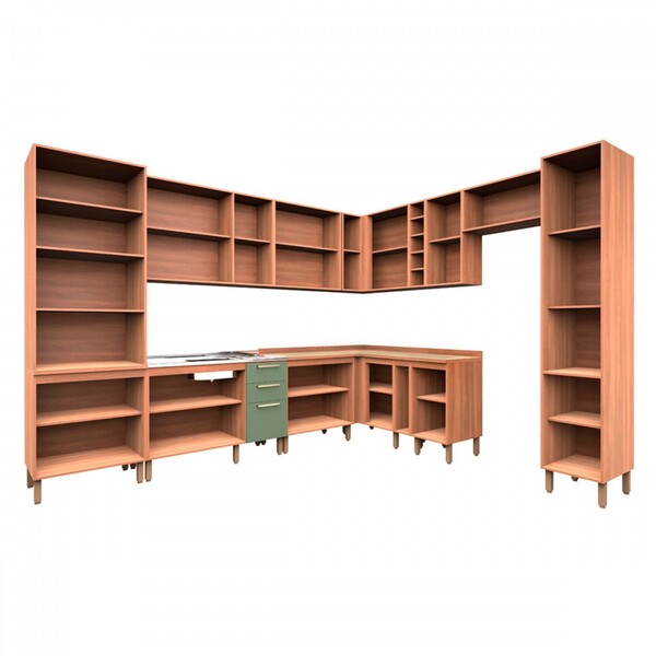 Cozinha Completa Sálvia 20 Portas 3 Gavetas Freijó/verde - Telasul