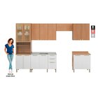 Cozinha Completa Sálvia 6 Peças Com Paneleiro De Vidro Branco